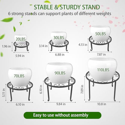 6 Pack Outdoor Plant Stand, Heavy Duty Metal Plant Stand, Flower Pot Stand Indoor Outdoor , Rust Proof Iron Planter Stand, Multi-Size Plant Pot Stands, Pot Stands for Plants Indoor Home Garden Patio