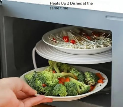 Microwave Multipurpose 4 in 1 Tray Stand Rack Splatter Guard Carry Tray Stacking Shelf (1, Gray) - color: Gray