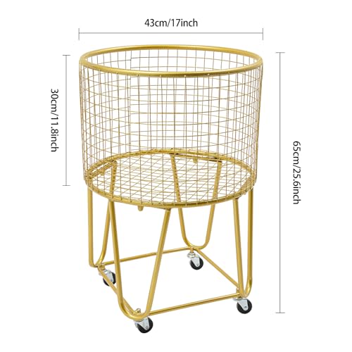 Wire Metal Deep Set Rolling Laundry Basket,Mesh Wire Laundry Basket Storage Cart for Bathroom Bedroom Dirty Clothes Storage (F) - size: F
