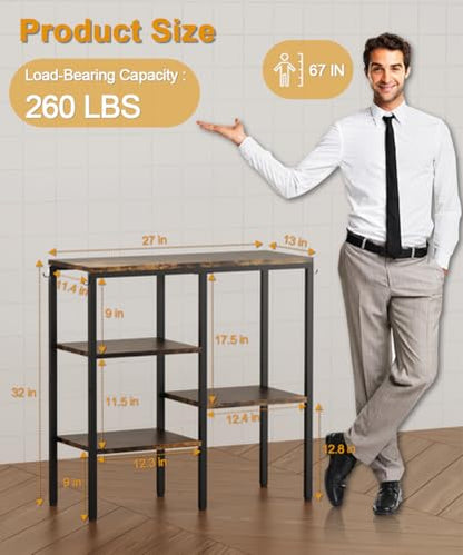 4-Tier Kitchen Microwave Oven Stand, Adjustable Coffee Bar Station for Small Appliance, Baker's Rack with 4 Hooks & 7 Storage Shelves for Kitchen, Living Room, Black - color: Black