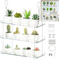 Tlence 3-Tier Window Plant Shelves, Hanging Acrylic Plant Shelf for Indoor, Clear Window Shelf for Plants, Height Adjustable Flower Display Stand, Succulent Pot Organizer for Herbs Microgreens