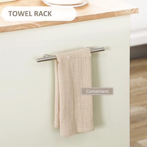 HOMCOM Rolling Kitchen Island Cart, Portable Serving Trolley Table with Drawer, Adjustable Shelf and 2 Towel Racks, Cream White - color: Cream White