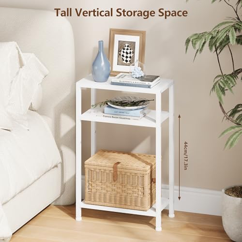 Heybly Small Narrow Side Table for Small Space, Thin Bedside TableHET006WT1 | Thin Bedside Table, Slim Sofa Table, 26.4" Tall Nightstand, Couch Table for Living Room, Bedroom, Balcony, White - color: White-adjustable Height