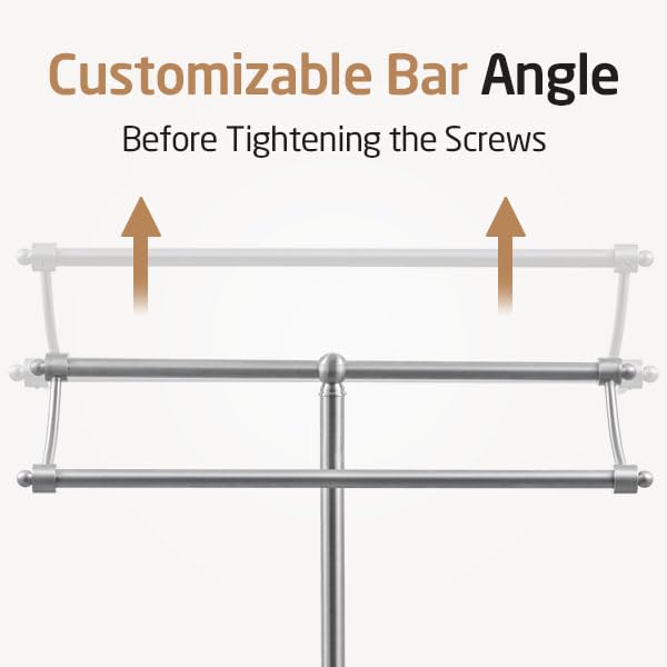 KES Anti Wobble Free Standing Towel Rack with 3X Thicker Weighted Natural Marble Base, 2-Tier Towel Rack Stand for Bathroom Floor, Rustproof 18/8 Stainless Steel, Antique Brushed Steel, BTH241-2 - color: Brushed Steel