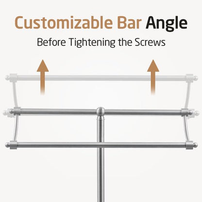 KES Anti Wobble Free Standing Towel Rack with 3X Thicker Weighted Natural Marble Base, 2-Tier Towel Rack Stand for Bathroom Floor, Rustproof 18/8 Stainless Steel, Antique Brushed Steel, BTH241-2 - color: Brushed Steel