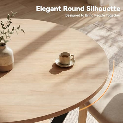 Miereirl 42.13" Round Dining Table for 4, Modern Kitchen Table with Open Storage Shelf, Wood Dining Table for Dining Room, Apartment, Small Spaces - color: Natural