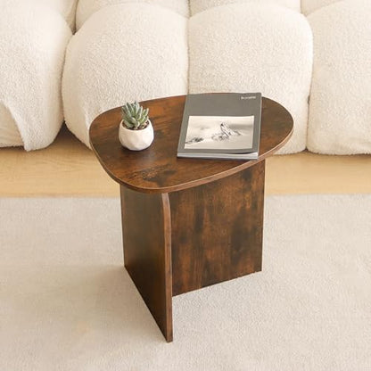 AWASEN Side Table, Small Triangle End Table Living Room, Rustic Brown | Modern Accent Table with Unique Tabletop, Mini Bedside Table for Small Spaces - color: Rustic Brown