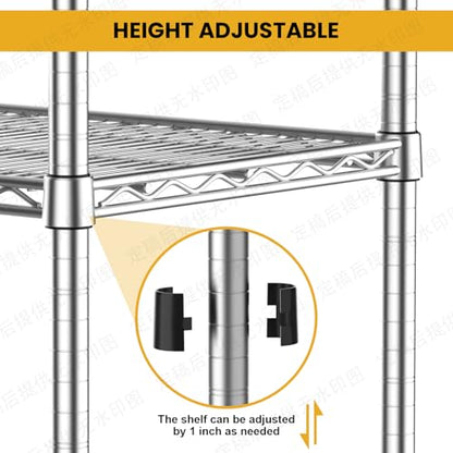 14" Metal Wire Shelving Unit Storage Shelves 4 Tier Adjustable Shelf Sturdy Steel Rack Standing Units Organizers organize for Laundry Bathroom Kitchen Closet Basement Garage Pantry Narrow Mesh Utility - size: 4-Tier-Silver[14"D x 14"W x 39.37"H]