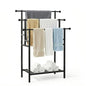 3 Tier Alloy Steel Towel Rack, 35" H Free Standing with Basket, Blanket Drying and Display for Oversized Bath Towels, Bathroom Accessories