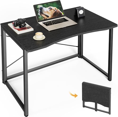 Huuger Folding Desk for Small Spaces, 31.5 Inch Foldable Computer Table, Easy Assembly, for Home Office, Study, Bedroom, Dorm, Space Saving, Small Writing Work Office Computer Desk, Black - color: Black, size: 18.9"D X 31.5"W