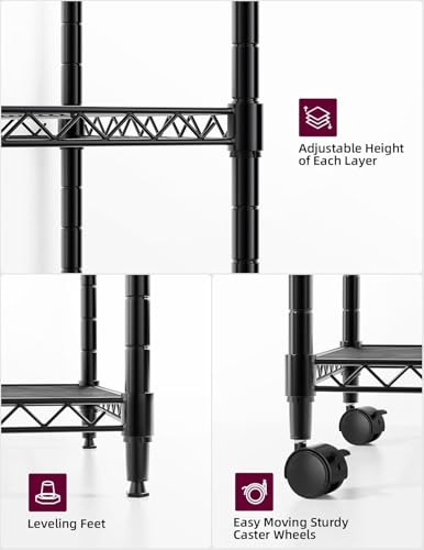 Simple Deluxe 5-Tier Heavy Duty Storage Shelving Unit, 1250 Lbs Loading Capacity, 29.92" W x 13.98" D x 61.02" H, Black - color: Black, size: 5-Tier, 29.92" W x 13.98" D x 61.02" H