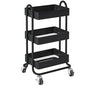 Metal Rolling Cart,3-Tier Metal Rolling Cart with Wheels,3 Tier Utility Cart with Wheels for Office,Home,Kitchen,Garden（13.4"x18.1"x31"） Black - color: Black, size: 31"H