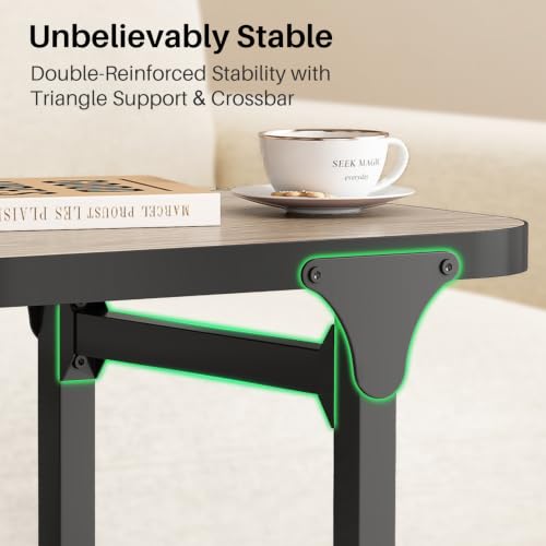 Kitstorack Height Adjustable End Table, Small Side Table for Couch, Sofa Table with Metal Frame for Living Room, Bedroom, Bedside C Shaped Table,Greige - color: Greige