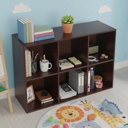6 Cube Solid Wood Bookcase, 2-Tier Floor Standing Storage Shelf with Open Cubes, Vertical or Horizontal Bookcase for Bedroom Living Room Office - 35.43" L x 11.81" W x 23.62" H (6-Cube) - size: 6-Cube