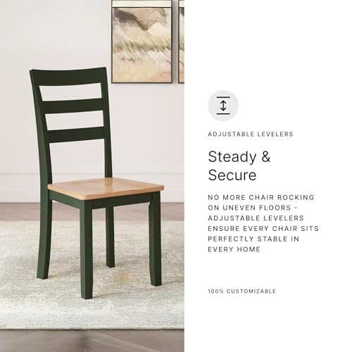 Signature Design by Ashley Gesthaven Green Dining Chairs Set of 2, Ladder Back Wood Kitchen Chairs, Natural Mango Wood Seat, Casual Seating for Dining Rooms - color: Light Brown & Green