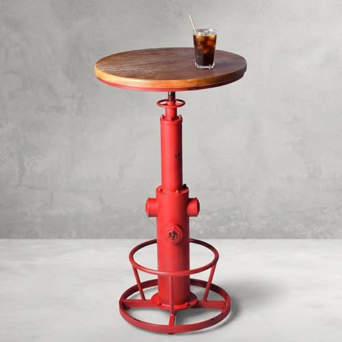 Topower Industrial Bar Table 38.58-48.43" Adjustable Pub Table Kitchen Dining Coffee Bistro Table Antique Red - color: Antique Red