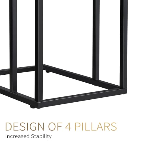 C Shaped Side Table Set of 2, Skinny Sofa Table for Sofa and Bed, Couch Tables That Slide Under, Small End Tables for Living Room, Bedroom or Small Spaces, Black - color: Black Table Top