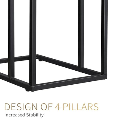 C Shaped Side Table Set of 2, Skinny Sofa Table for Sofa and Bed, Couch Tables That Slide Under, Small End Tables for Living Room, Bedroom or Small Spaces, Black - color: Black Table Top