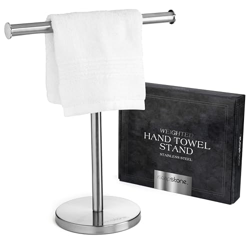 Luxury Hand Towel Holder Stand with Heavy Base, SUS 304 Stainless Steel Towel Rack, T-Shape, Freestanding Towel Stand for Bathroom Vanity or Kitchen Countertop, Waterproof Counter Organizer - color: Stainless Steel
