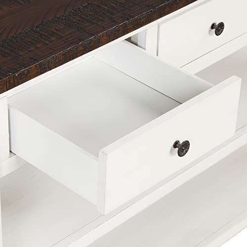 LKTART 48.8" Solid Wood Console Table for Entryway;Sofa Table with Drawers | 48.8" Antique White Real Wood Farmhouse Console Table with Storage and Shelf,Entryway Table for Entry Hallway,Easy Assembled - color: Antique White