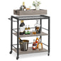 VASAGLE Kitchen Serving Cart with Removable Tray, 3-Tier Kitchen Utility Cart on Wheels with Storage, with Brakes, Leveling Feet, 15.7 x 28.3 x 33.9 Inches, Greige and Black ULRC072B02 - color: Greige + Black, size: 15.7"D x 28.3"W x 33.9"H