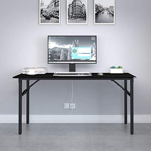 Need Home Office Desk - 62 Inches Large Computer Desk Sturdy Black Table Foldable Desk Gaming Computer Table No Assembly Required AC5CB 62inch - color: Black & Black Frame, size: 62 inch