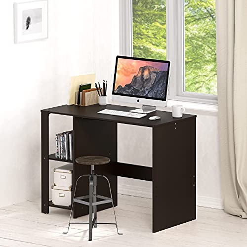 SHW 38-Inch Home Office Computer Desk with Shelves, Espresso - color: Espresso