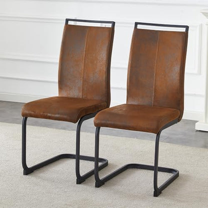 Baysitone Modern Dining Chairs Set of 2, Side Dining Room Chairs, High Back Kitchen Chairs with Suede Fabric Padded Seat for Dining Room,Kitchen, Living Room Brown - color: Suede Brown, size: Set of 2