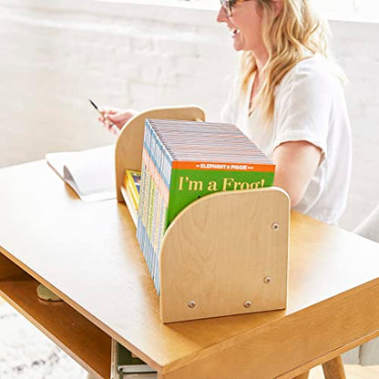 ECR4Kids Tabletop Book Display, Adjustable, Library Storage, Natural - color: Natural