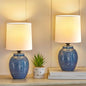 EJIAXIN Table Lamps Set of 2-13.75" Small Bedside Lamps - Classic Farmhouse Ceramic Table Lamp for Bedroom, Living Room, Nightstand, Office, Side Desk Lamp, End Table - style: Farmhouse