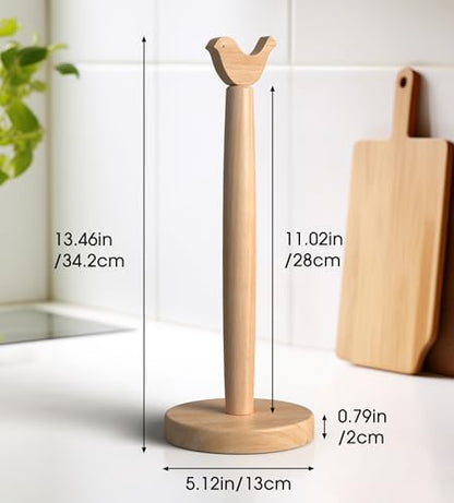 KitchLife Cute Wooden Paper Towel Holder Countertop - Solid Freestanding Paper Towel Dispenser Stand Organizer with Anti-Skid Base (Bird) - style: Bird