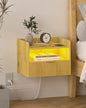 Veegle Floating Nightstand with Charging Station and LED Lights (Yellow Oak) - color: Yellow Oak