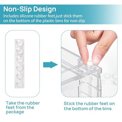 Vtopmart Clear Stackable Storage Drawers, 4 Pack Kitchen Cabinet Set | Medium and Small Pull-Out PET Drawers with Stackable Design for Kitchen Cabinets, Pantry, Under Sink, Medicine - style: 2 Medium+2 Small