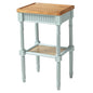 COZAYH End Table - Rustic Farmhouse Accent Table - Tray Top, Pale Mint Blue | Engineered Wood, 17 x 13 x 28.25 in, 35 lb Capacity, Rectangular Shape, Distressed Finish, Wicker Shelf, No Assembly Required - color: Mint, size: 1-Pack