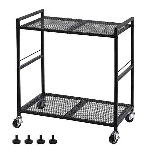 OYEAL Computer Tower Stand, PC Tower Stand Metal Rolling Cart Holds up to 40lbs, 2 Tier Mobile Printer Stand with Storage Under Desk for Home & Office, Black - color: Black