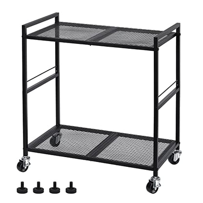 OYEAL Computer Tower Stand, PC Tower Stand Metal Rolling Cart Holds up to 40lbs, 2 Tier Mobile Printer Stand with Storage Under Desk for Home & Office, Black - color: Black