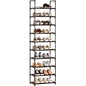 10-Tier Large Capacity Shoe Rack, Sturdy Narrow Shoe Stand for Entryway, Closet, Hallway, 20-25 Pairs Waterproof Dustproof Shoe Storage, Space Saving Tall Shoe Tower (Black) - size: 10-Black(17.5W")