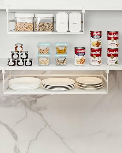 Under Shelf Storage Basket, 2-Pack Under Cabinet Shelf Organizer | Expandable Hanging Basket Holds 35 lbs Add-On Kitchen Pantry Cupboard Counter Laundry 13.19-23.03" W x 8.66" D x 4.13" H - size: 13.19-23.03" W × 8.66" D × 4.13" H