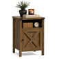 Catrimown Farmhouse Nightstand, Side Table End Table with Barn Door and Shelf, Modern Bed Side Table End Table, Rustic Nightstands Set for Bedroom, Living Room, Oak, 13.8D x 15.8W x 23.7H in - color: Oak