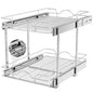 OCG 2 Tier Pull Out Cabinet Organizer (14" W x 21" D), Pull Out Drawers for Kitchen Cabinets, Pull Out Shelves for Base Cabinet Organization in Kitchen Bathroom Pantry, Chrome Finish - size: 14"W x 21"D, 2 Tier