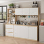 Mekminop Extra Large Kitchen Pantry with Microwave Shelf, Kitchen Hutch Storage Cabinet with Countertop, Freestanding Countertop Cabinet with 3 Drawers and 3 Open Shelves, White + Walnut - color: White + Walnut, size: 82.7" Wide