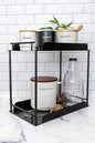 2-Tier Standing Rack Countertop Storage Shelf, Organizer Holder - color: Black