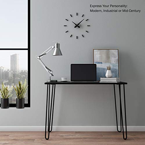 Desk with Hairpin Legs - Modern Industrial Style Home Decor - Woodgrain-Look and Steel Accent Home Office Furniture by Lavish Home (Black) - color: Black