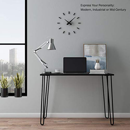 Desk with Hairpin Legs - Modern Industrial Style Home Decor - Woodgrain-Look and Steel Accent Home Office Furniture by Lavish Home (Black) - color: Black