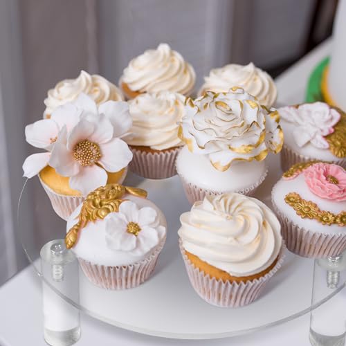 Lineshading 3 Pcs Round Acrylic Display Riser Clear Round Stands Clear Pedestal Riser Board for Cake Plant Dessert Jewelry Collectible Cupcake Figure Wedding Birthday Party Decor(5'', 6'', 8'') - size: 5'',6'',8'', style: Round