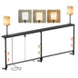 78.8" Sofa Tables Narrow Long with Lights & Charging Station - 4 AC outlets | 22"-32" Height Adjustable Behind Couch Sofa Table, Skinny Sofa Console Table, Slim Design for Living Room, Black - color: Black, size: 78.8" Long-2 Light