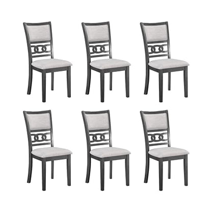 New Classic Furniture Gia Dining Chair (Set of Six), Light Gray Fabric Upholstered Seat & Back Rest, Gray - color: Grey, size: Set of 6, style: Dining Chair