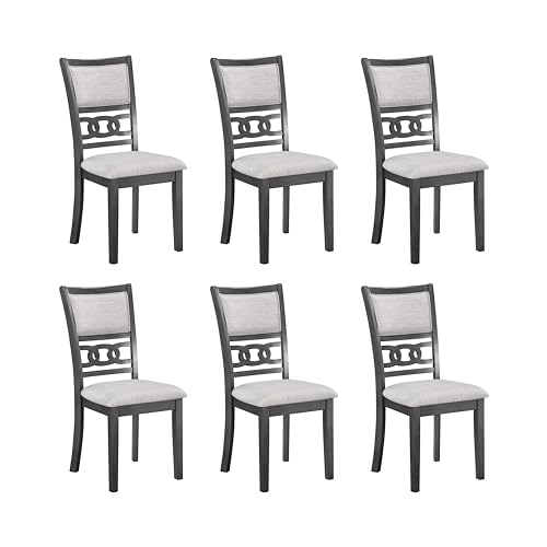 New Classic Furniture Gia Dining Chair (Set of Six), Light Gray Fabric Upholstered Seat & Back Rest, Gray - color: Grey, size: Set of 6, style: Dining Chair