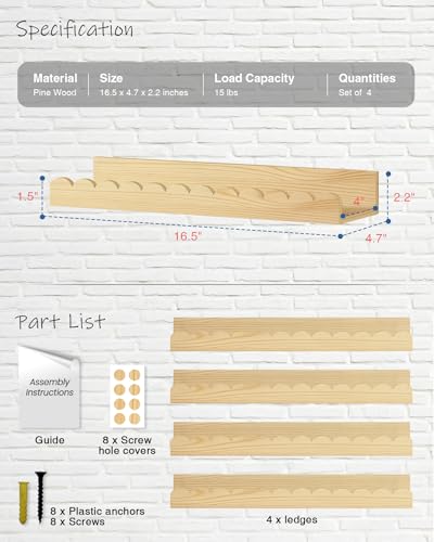 Harwaya Scalloped Nursery Bookshelf Wall Mounted 4-Pack, Natural Wood Floating Book Shelves for Wall, Cloud Wall Mount Bookshelves for Kids Bedroom, Baby Children Toddler Room (Natural Pine Wood) - color: Natural Wood