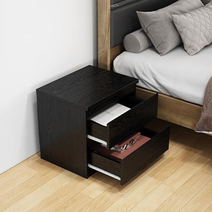 Nightstand with Drawers, Bedside Table with Drawers, Sofa Side Table Storage Cabinet, Night Stand for Bedroom Living Room (1, 2 Drawers Black, 19.7" W×15.6" D×18.9" H) - color: 2 Drawers Black